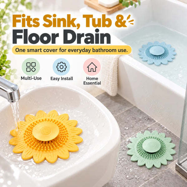 Sunflower Silicone Drain Cover, Hair Catcher & Odor Blocker
