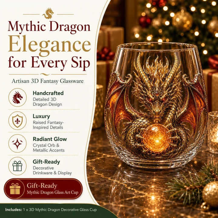 3D Mythic Dragon Glass Cup