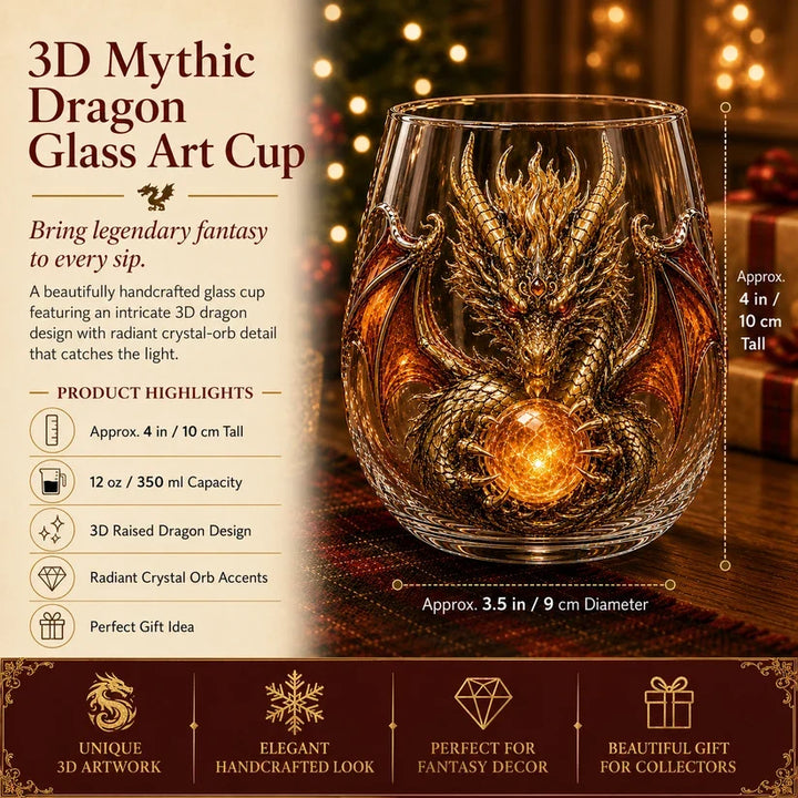 3D Mythic Dragon Glass Cup