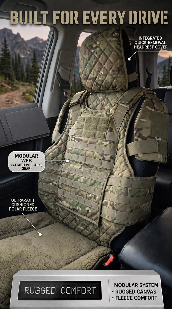 Rugged Truck Seat Cover – Tactical Storage, Seat Protection & All‑Day Comfort