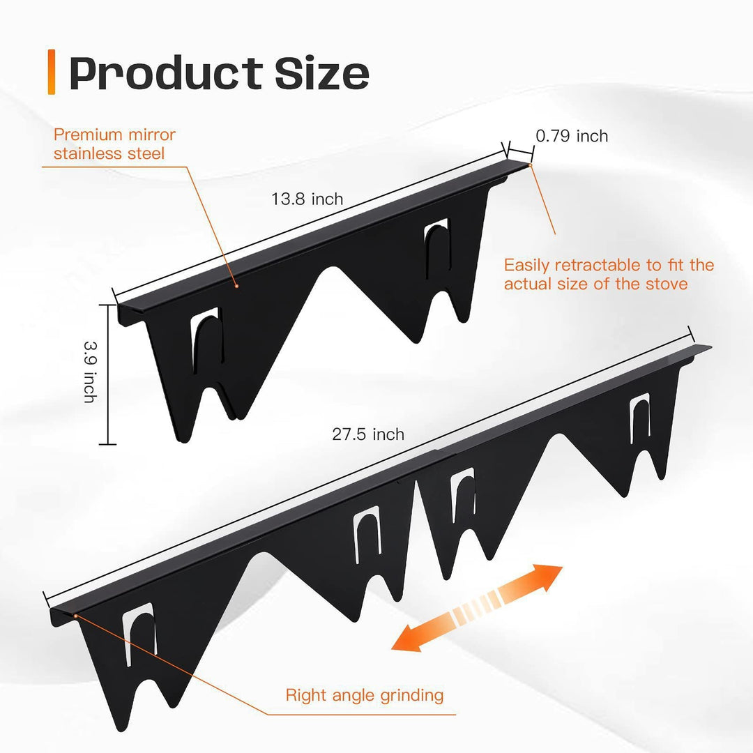Stainless Steel Stove Gap Covers,Stove Gap Filler, Range Trim Kit, Stove Gap Guards, Heat Resistant and Easy to Clean, Easy retractable