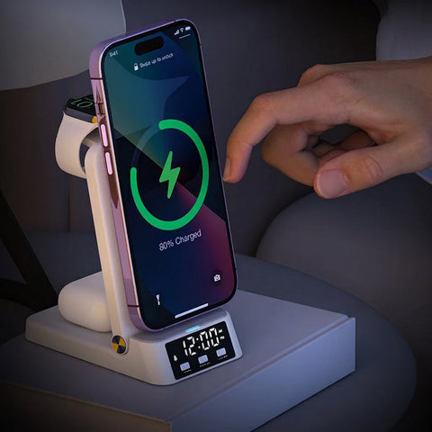 3-in-1 Foldable Wireless Charger with Alarm Clock, 25W Fast Charging