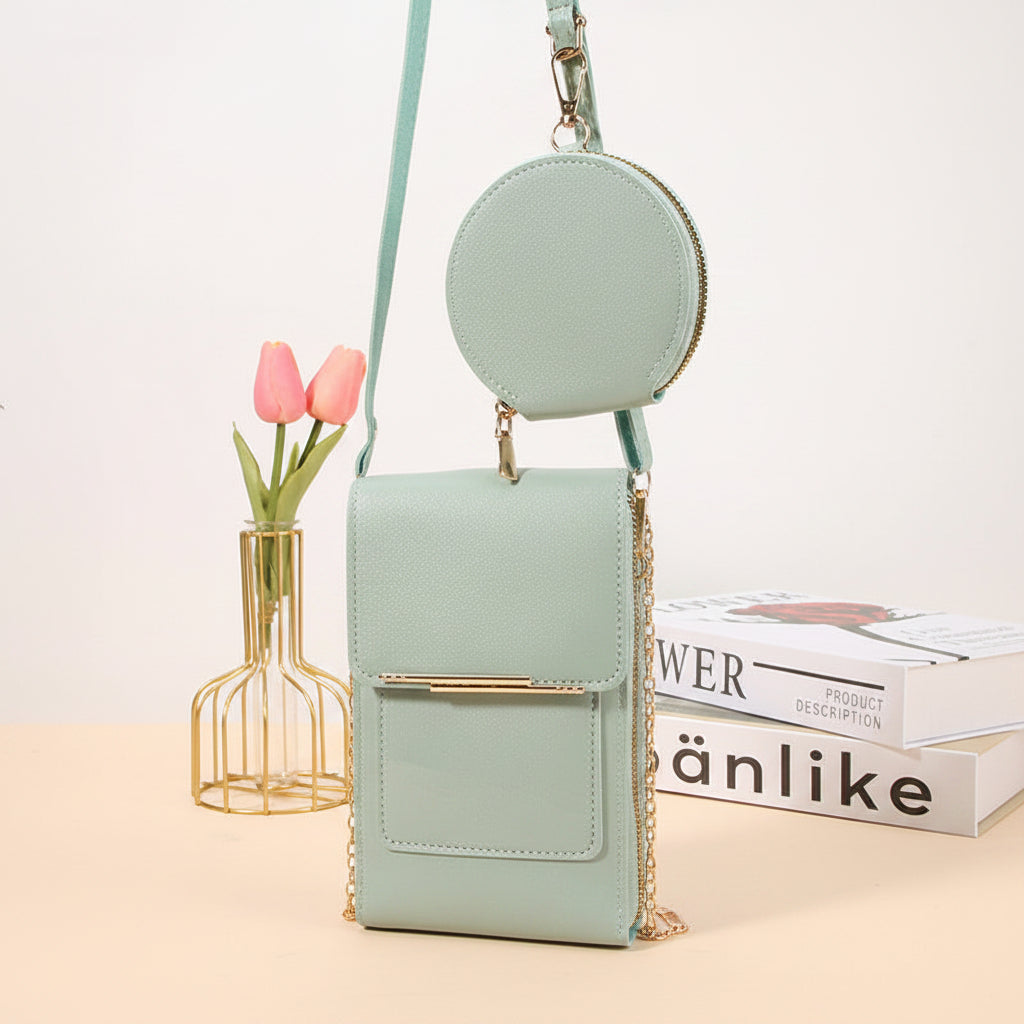Simple and elegant women's touchscreen crossbody phone wallet