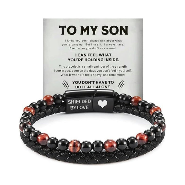 Tiger Eye & Leather Bracelet for Son: A Reminder of Your Love