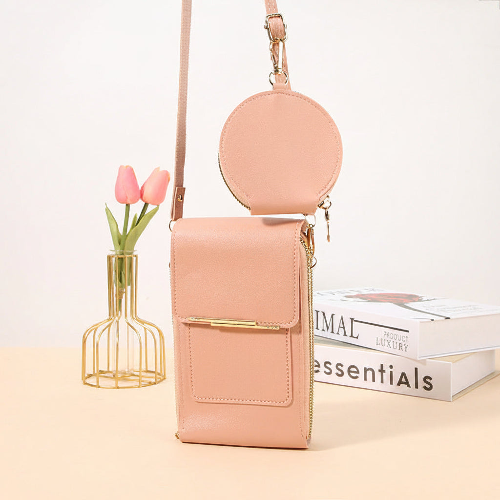Simple and elegant women's touchscreen crossbody phone wallet