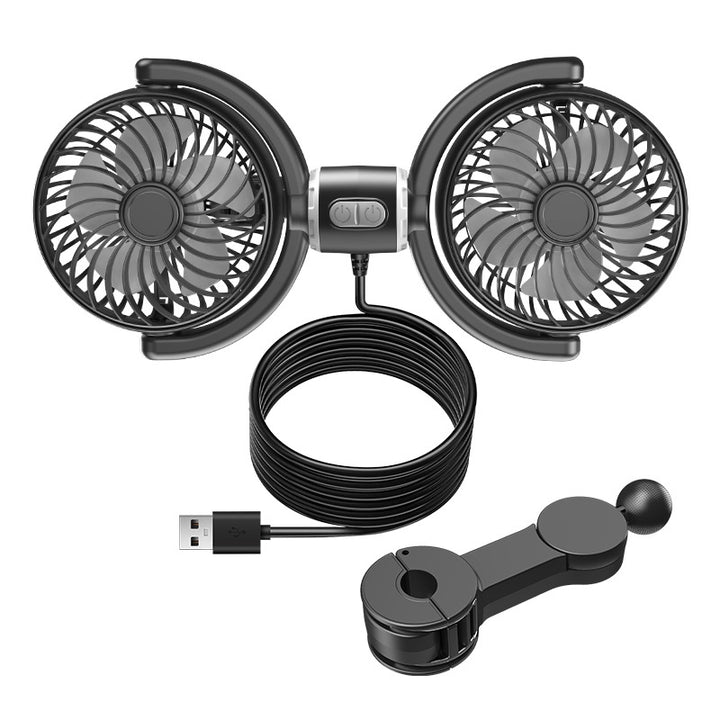 Dual Head Mini USB Car Fan