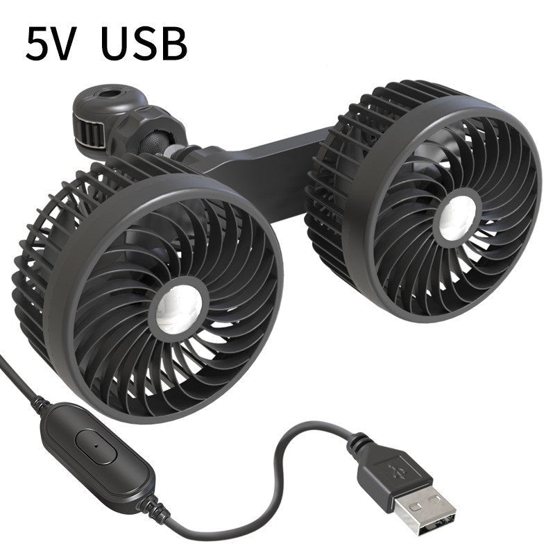 Dual Head Mini USB Car Fan