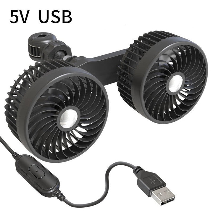 Dual Head Mini USB Car Fan