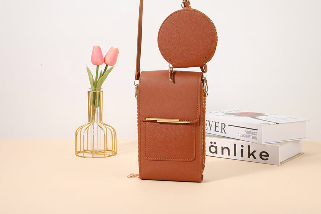 Simple and elegant women's touchscreen crossbody phone wallet