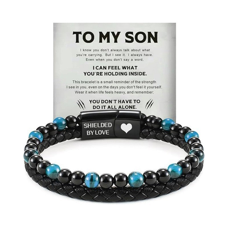Tiger Eye & Leather Bracelet for Son: A Reminder of Your Love