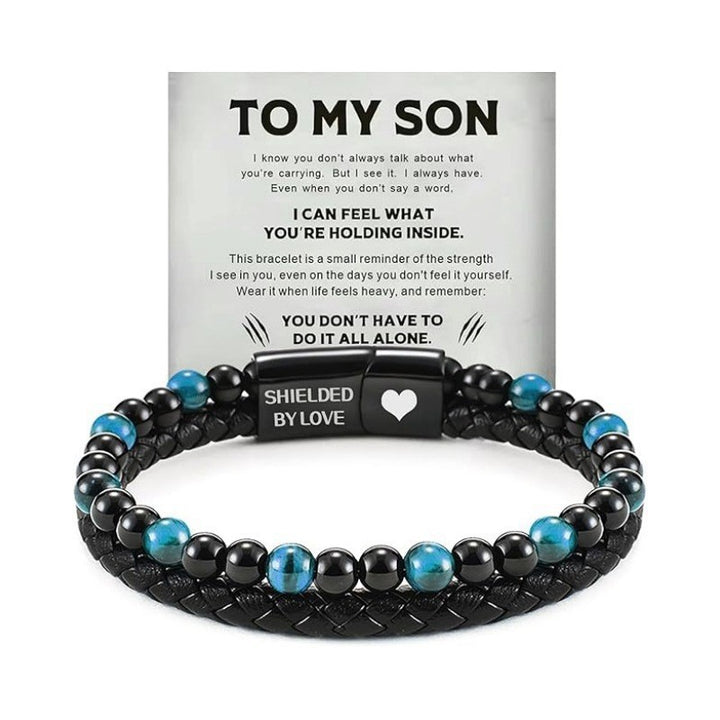 Tiger Eye & Leather Bracelet for Son: A Reminder of Your Love