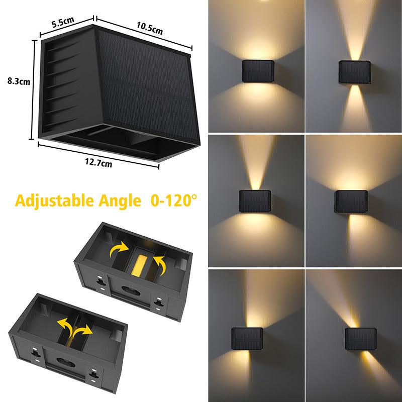 Solar Fence & Wall Light — Dual Up/Down Beams, Warm Glow, Zero Wiring
