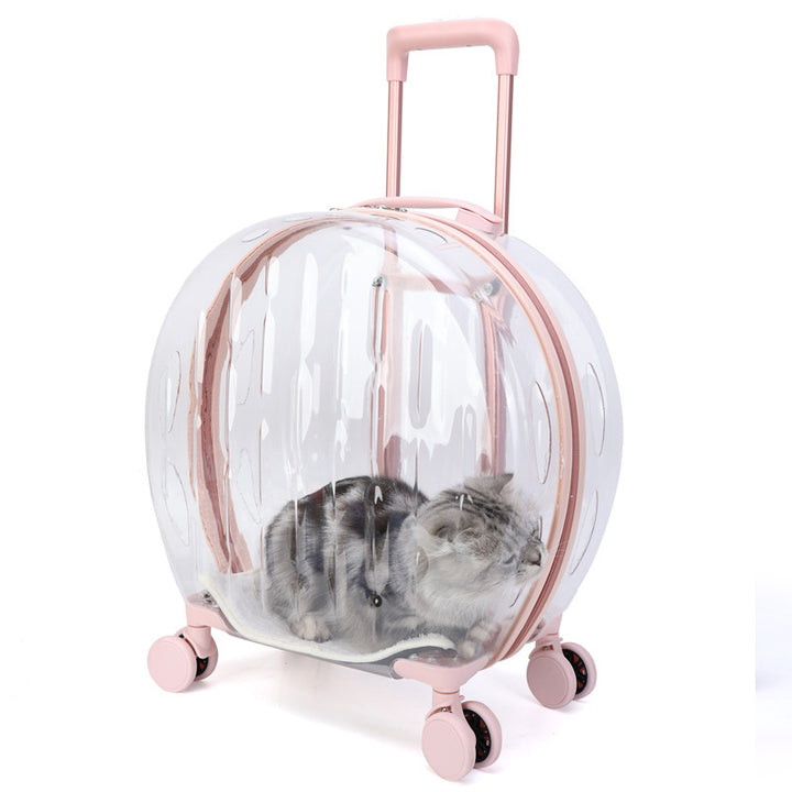 Transparent Pet Carrier Bag with Wheels for Cats and Dogs