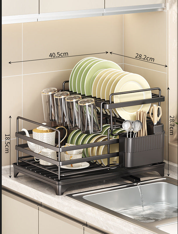 Foldable Dish Rack with Pull-Out Drip Tray