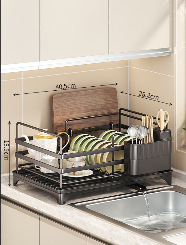 Foldable Dish Rack with Pull-Out Drip Tray