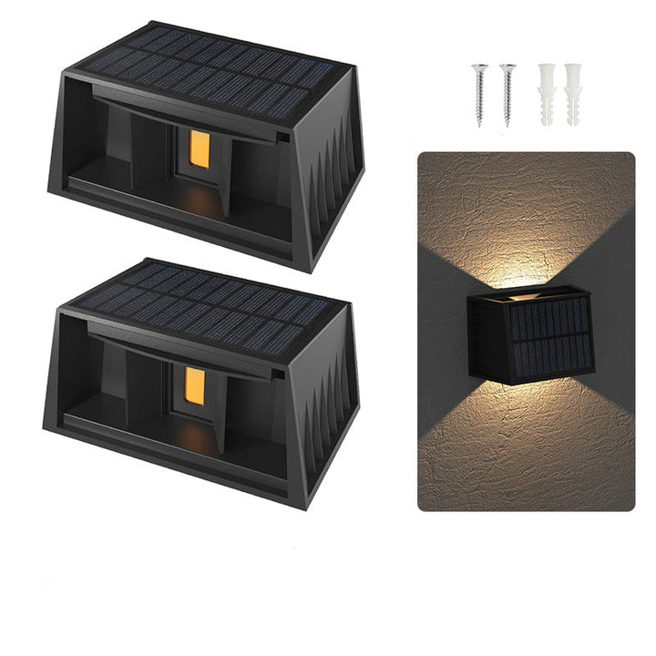 Solar Fence & Wall Light — Dual Up/Down Beams, Warm Glow, Zero Wiring