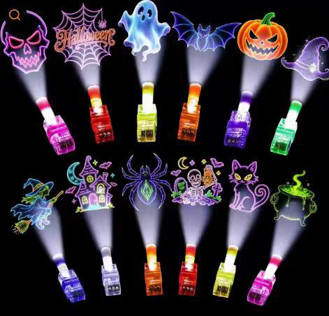 4-Pack Spooky Halloween LED Finger Projection Lights