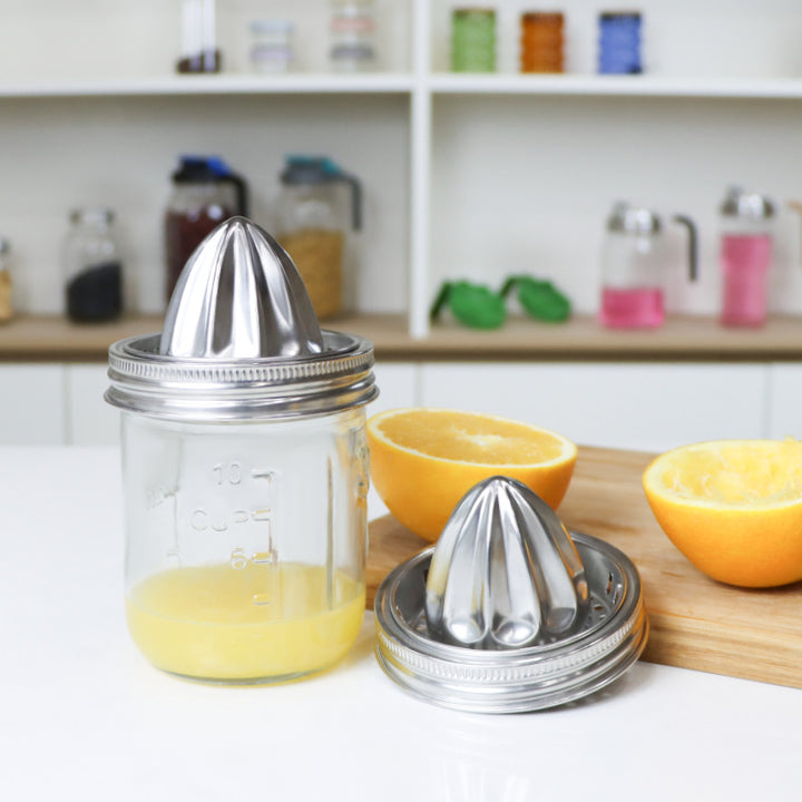 Jarware Citrus Juicer Lid For Wide Mouth Mason Jars, Stainless Steel Juicer