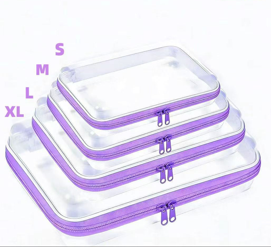 Clear Hard-Shell Zip Organizer Set