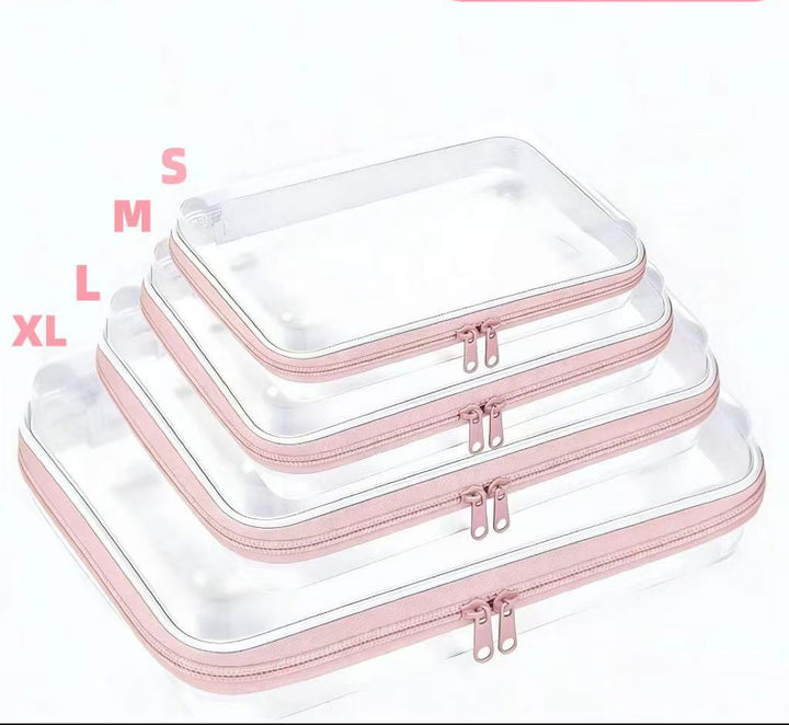 Clear Hard-Shell Zip Organizer Set
