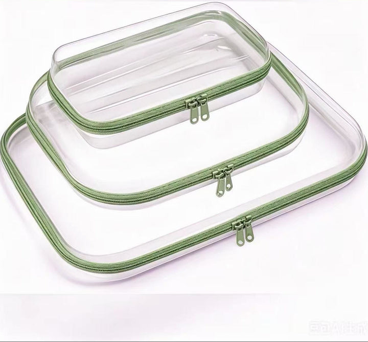 Clear Hard-Shell Zip Organizer Set