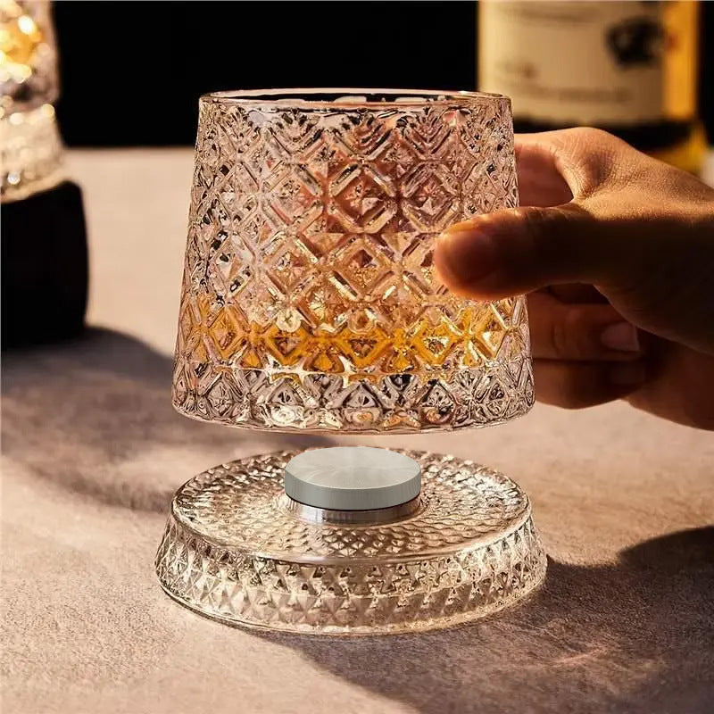 Crystal Spinning Whiskey Glass and Base