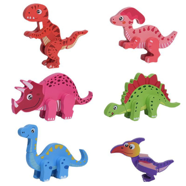 Magnetic Wooden Dinosaur Building Toys