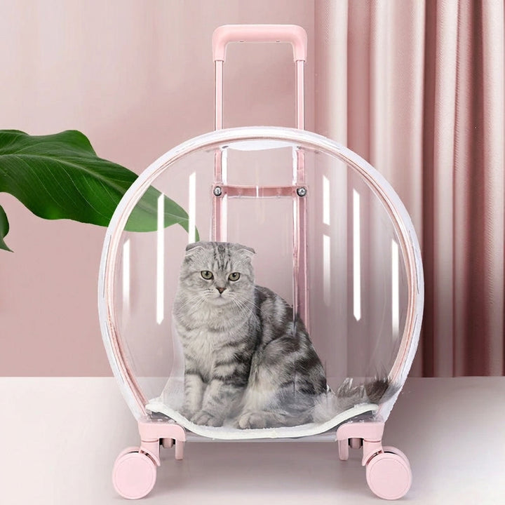 Transparent Pet Carrier Bag with Wheels for Cats and Dogs