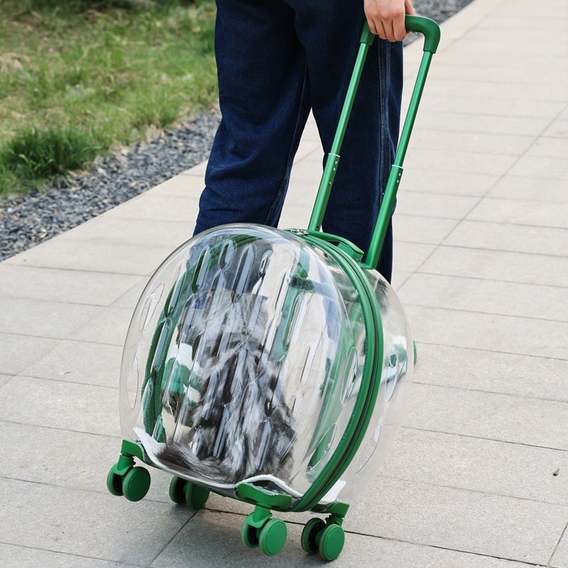 Transparent Pet Carrier Bag with Wheels for Cats and Dogs