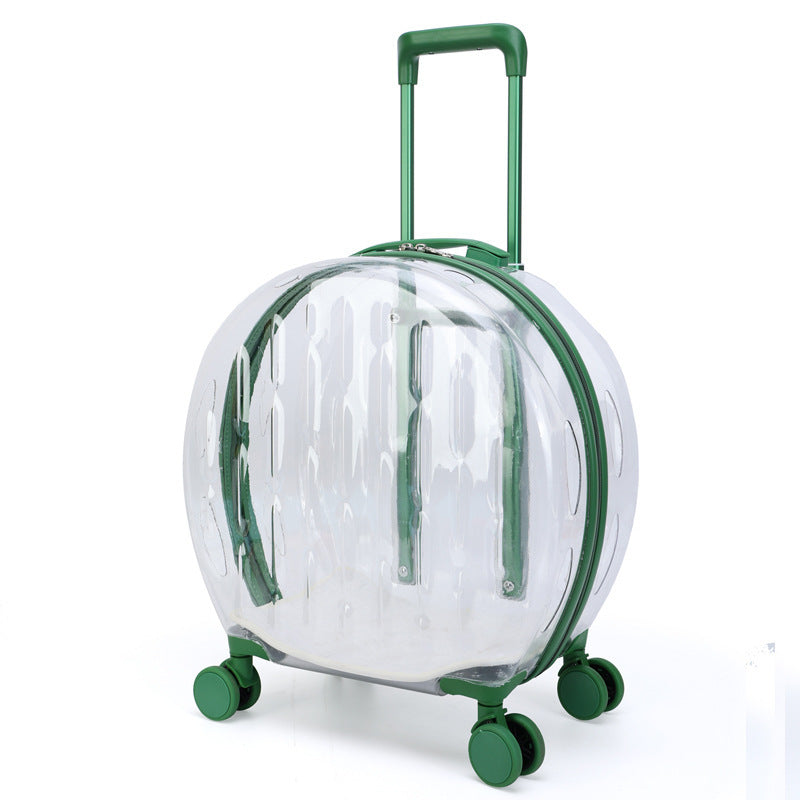Transparent Pet Carrier Bag with Wheels for Cats and Dogs