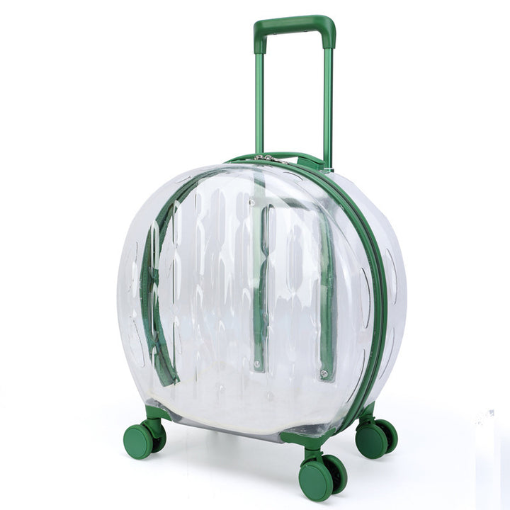 Transparent Pet Carrier Bag with Wheels for Cats and Dogs