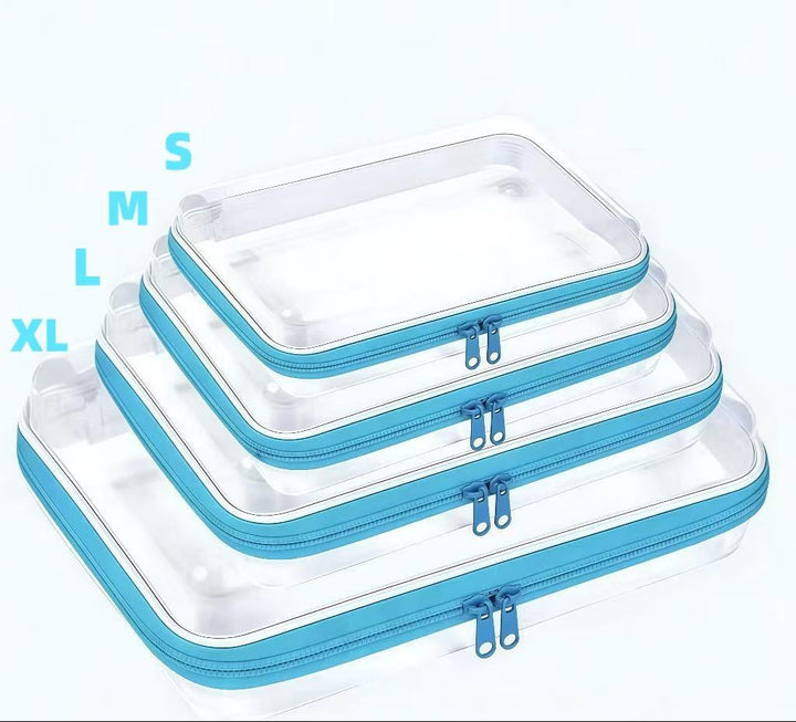 Clear Hard-Shell Zip Organizer Set