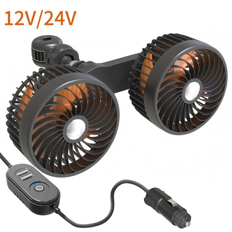 Dual Head Mini USB Car Fan