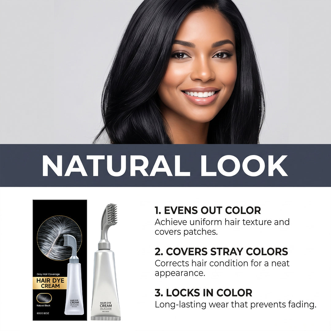 Ammonia-Free Hair Dye Comb for Gray Root Coverage, Black