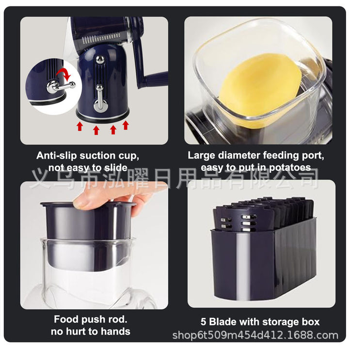 Rotary Cheese Grater 5 Blades,Kitchen Mandoline Vegetable Slicer