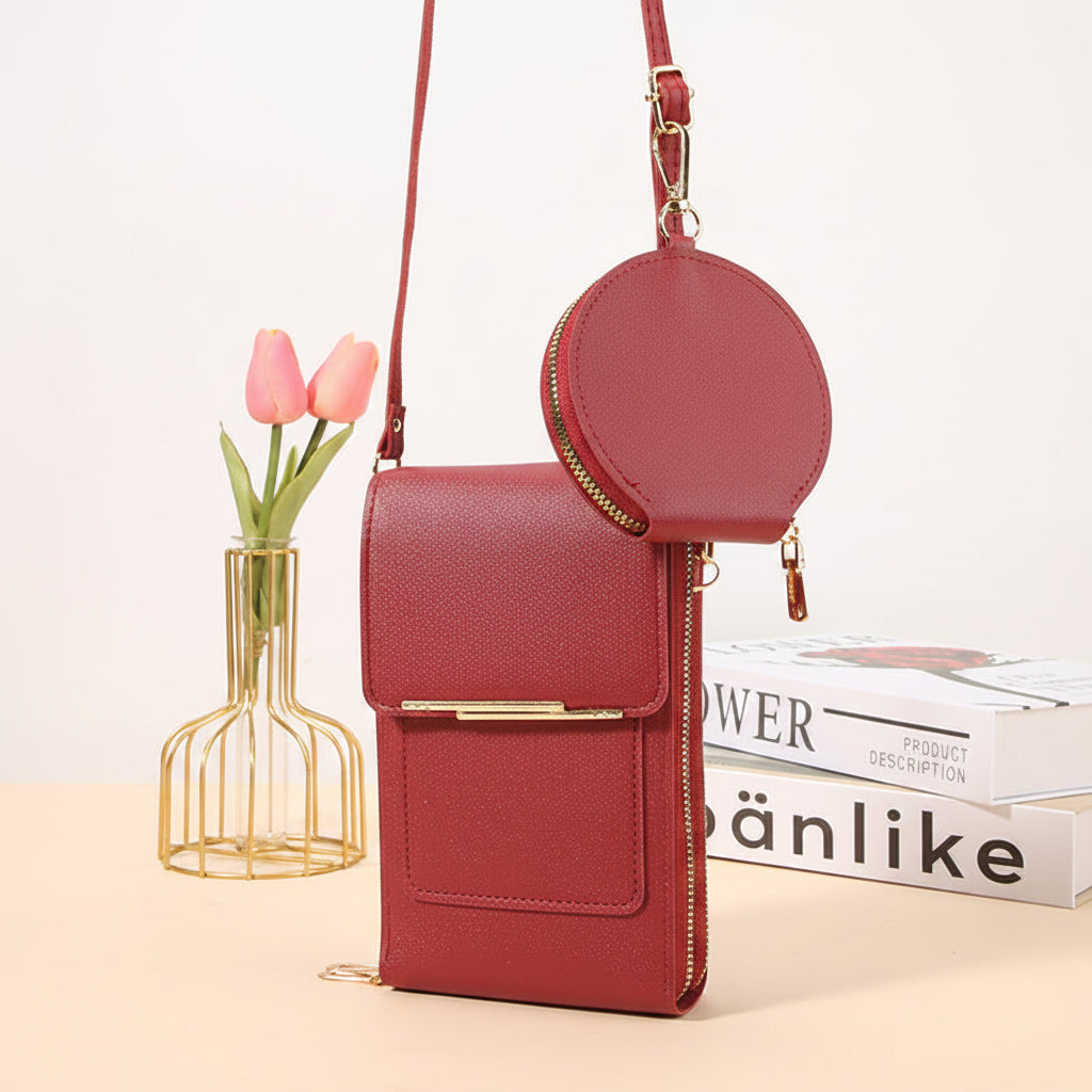 Simple and elegant women's touchscreen crossbody phone wallet