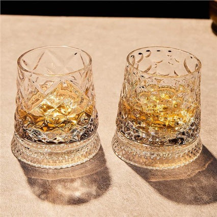 Crystal Spinning Whiskey Glass and Base