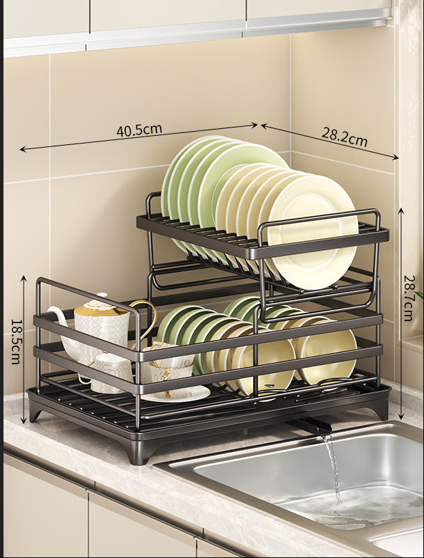Foldable Dish Rack with Pull-Out Drip Tray