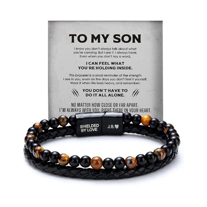 Tiger Eye & Leather Bracelet for Son: A Reminder of Your Love