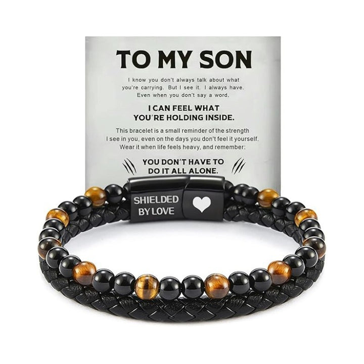Tiger Eye & Leather Bracelet for Son: A Reminder of Your Love