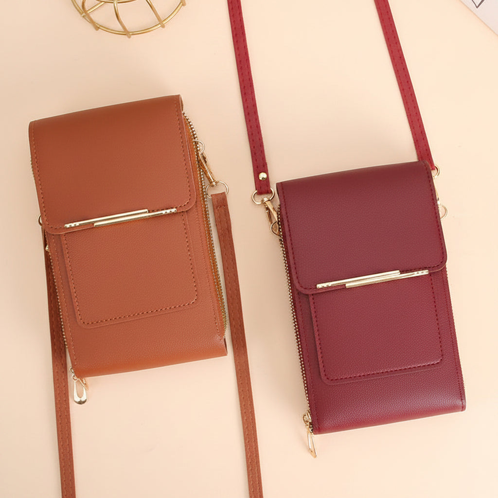 Simple and elegant women's touchscreen crossbody phone wallet