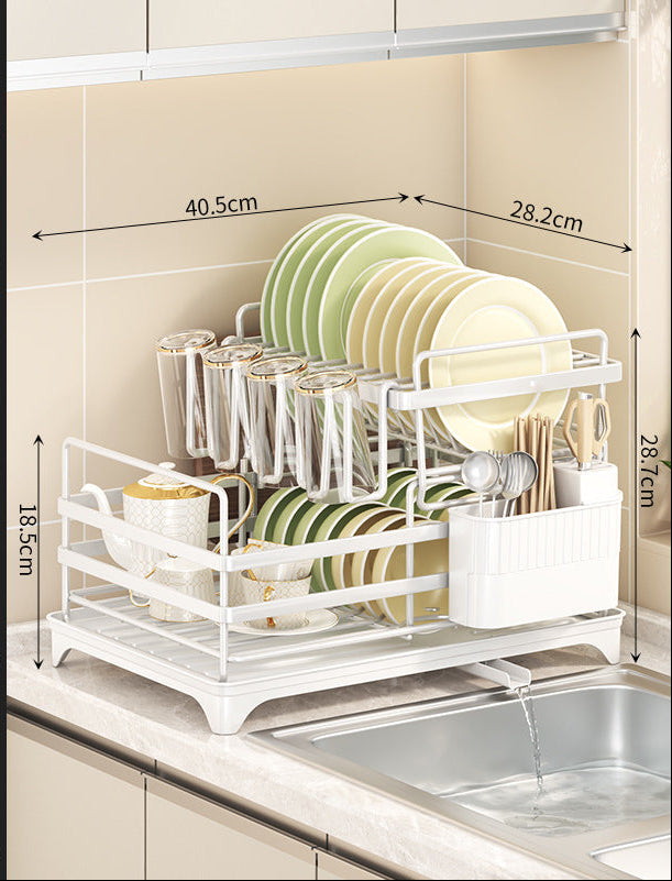 Foldable Dish Rack with Pull-Out Drip Tray