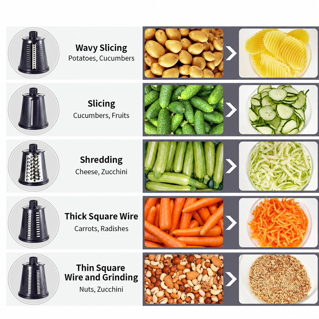 Rotary Cheese Grater 5 Blades,Kitchen Mandoline Vegetable Slicer