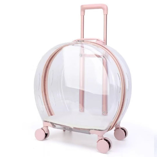 Transparent Pet Carrier Bag with Wheels for Cats and Dogs