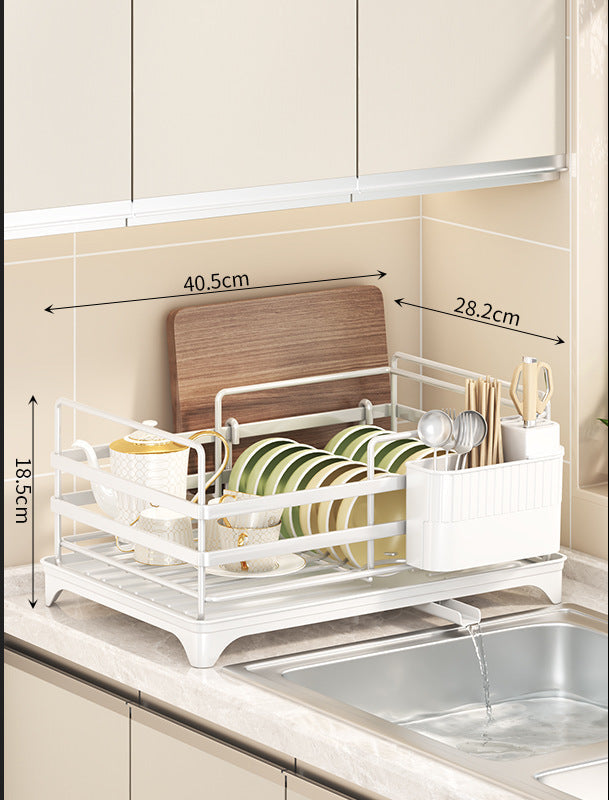 Foldable Dish Rack with Pull-Out Drip Tray