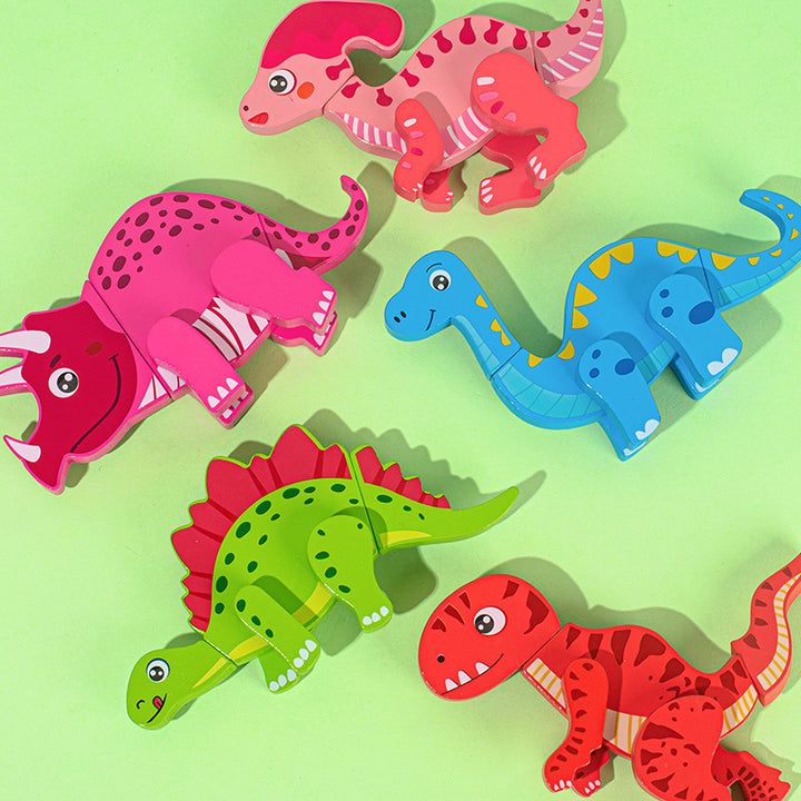 Magnetic Wooden Dinosaur Building Toys