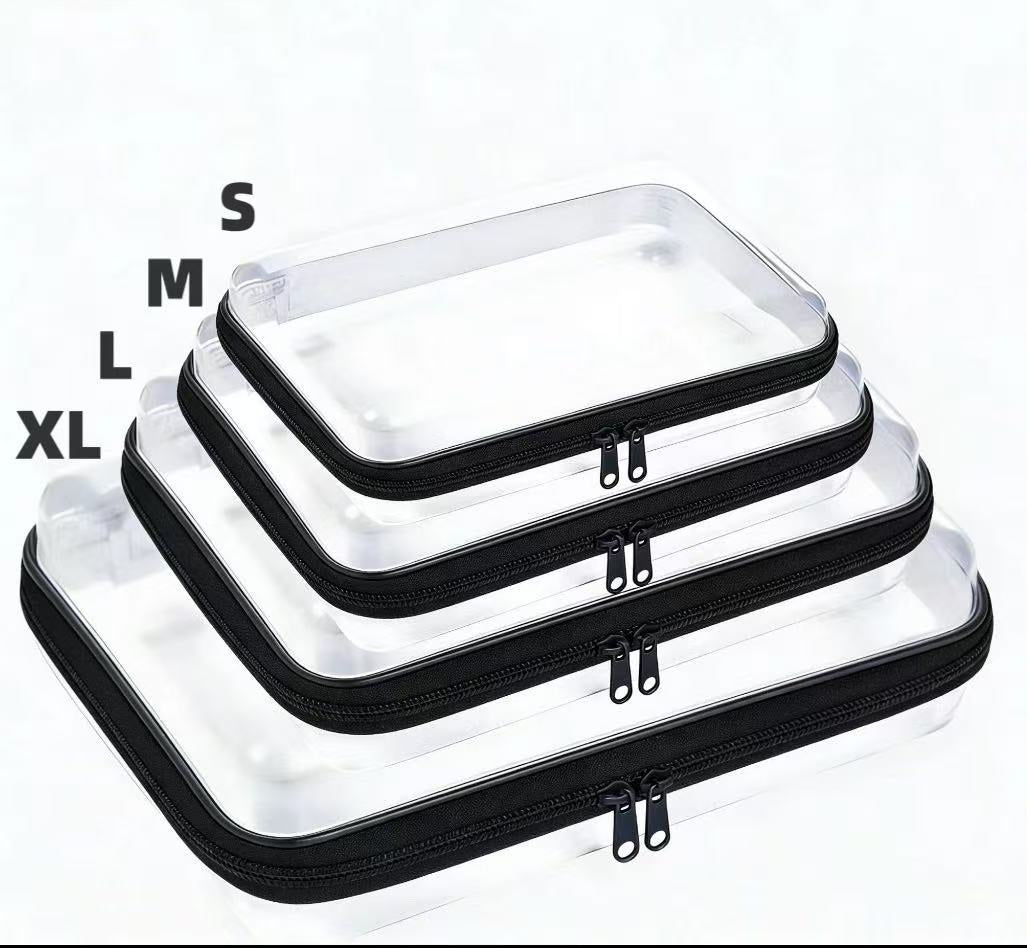 Clear Hard-Shell Zip Organizer Set