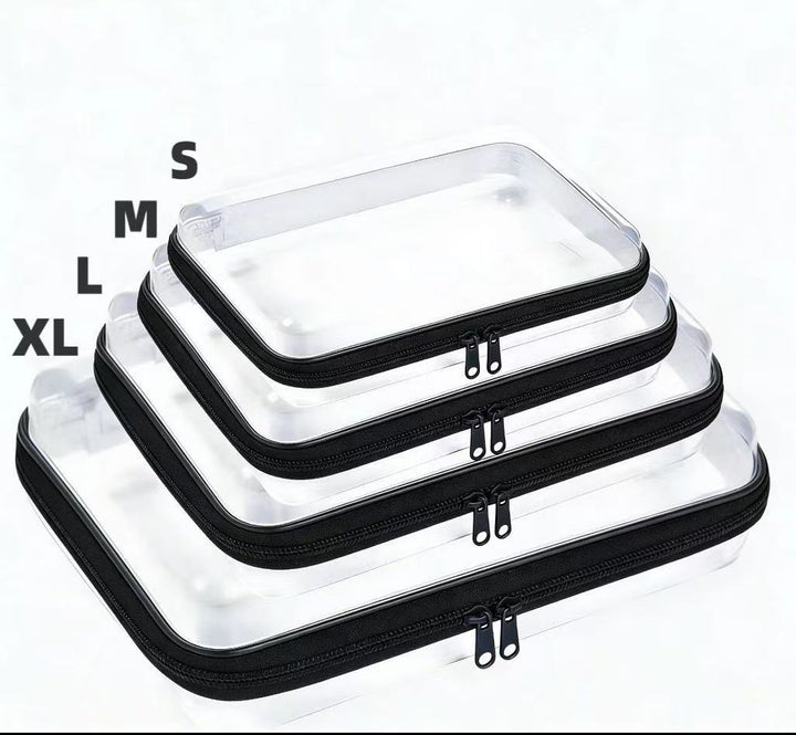 Clear Hard-Shell Zip Organizer Set