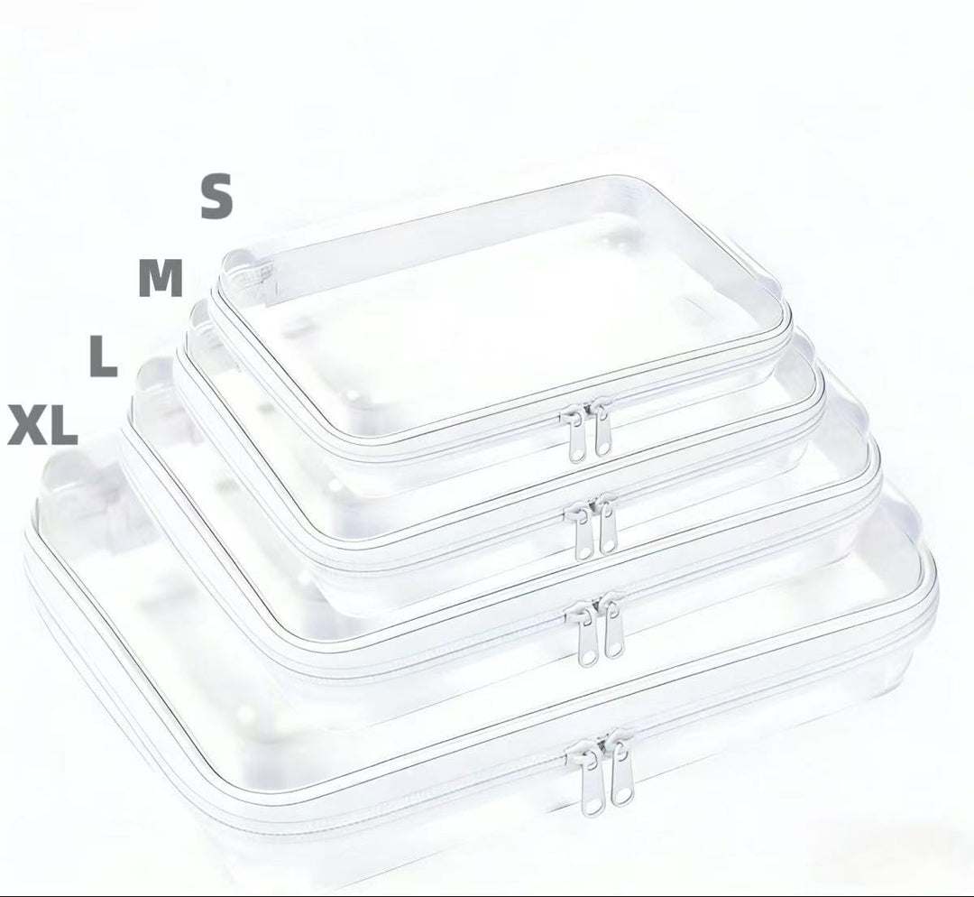 Clear Hard-Shell Zip Organizer Set