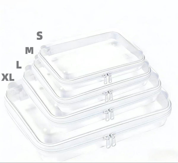 Clear Hard-Shell Zip Organizer Set